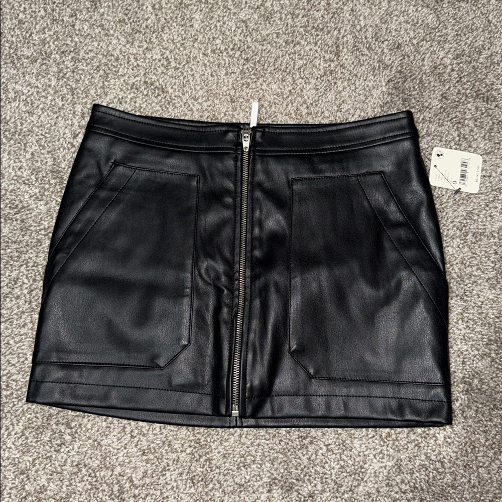 Free people Black Leather Micro Mini Skirt